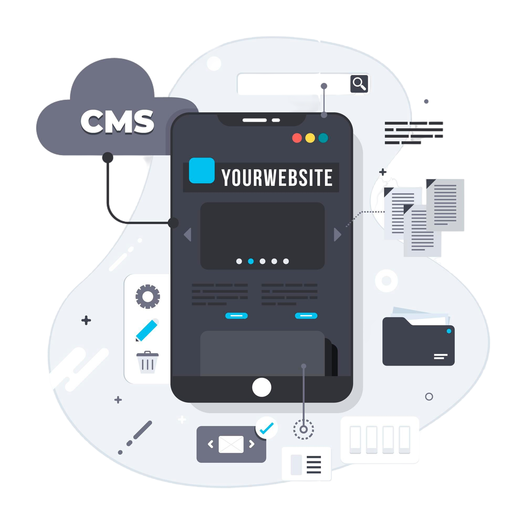 creative cms concept illustration flat design